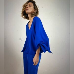 Zara flowy butterfly sleeve blouse, size small cobalt